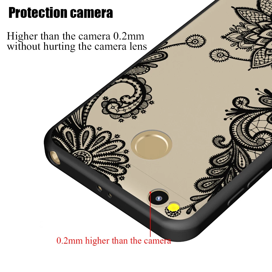DAGUDON Transparent Case Cover for Xiaomi redmi 4X Fashion Lace Ultra Slim Hard PC For Mandala Floral |