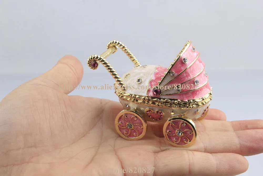 2016 New Baby Carriage Trinket Box Baby Toy Collective Gift Box Baby Carriage Jewelry Box Car Shape Pill Box Ring Holder