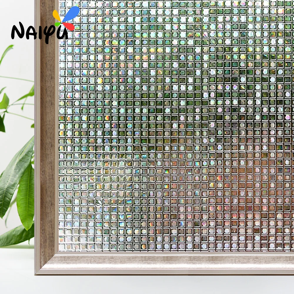 

0.3mm Pvc Grid pattern Heat Insulation Opaque Explosion-proof Glass Films No-glue 3d Static Cling Decorative Sticker Window Film