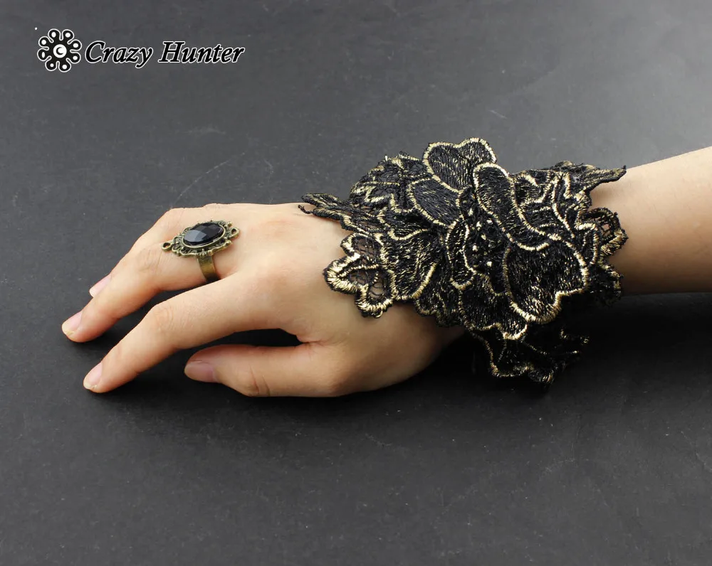 Новинка! Женские кружевные перчатки без пальцев в стиле стимпанк|lace fingerless