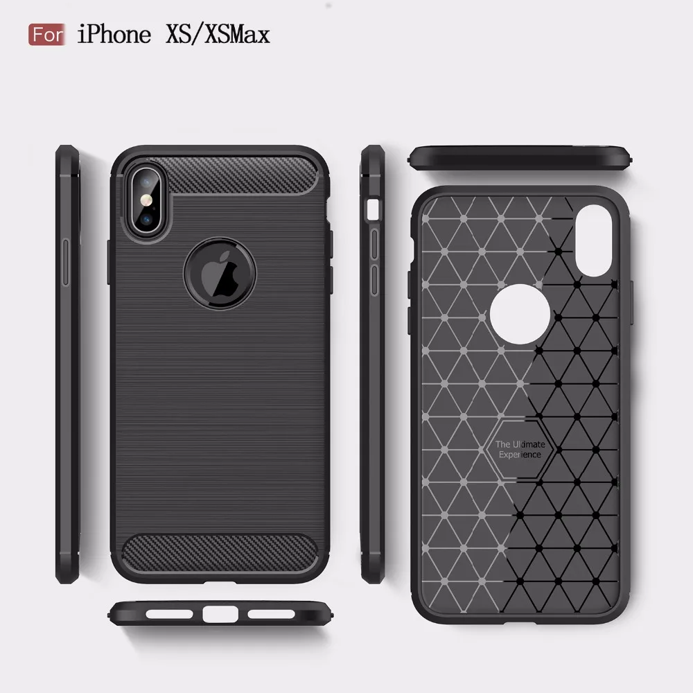 Для Apple iPhone Xs Max Мягкий силиконовый чехол TPU крышка углеродного волокна случае