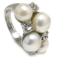 8 7 8mm 8 9mm natural white button pearl zirconia engagement ring