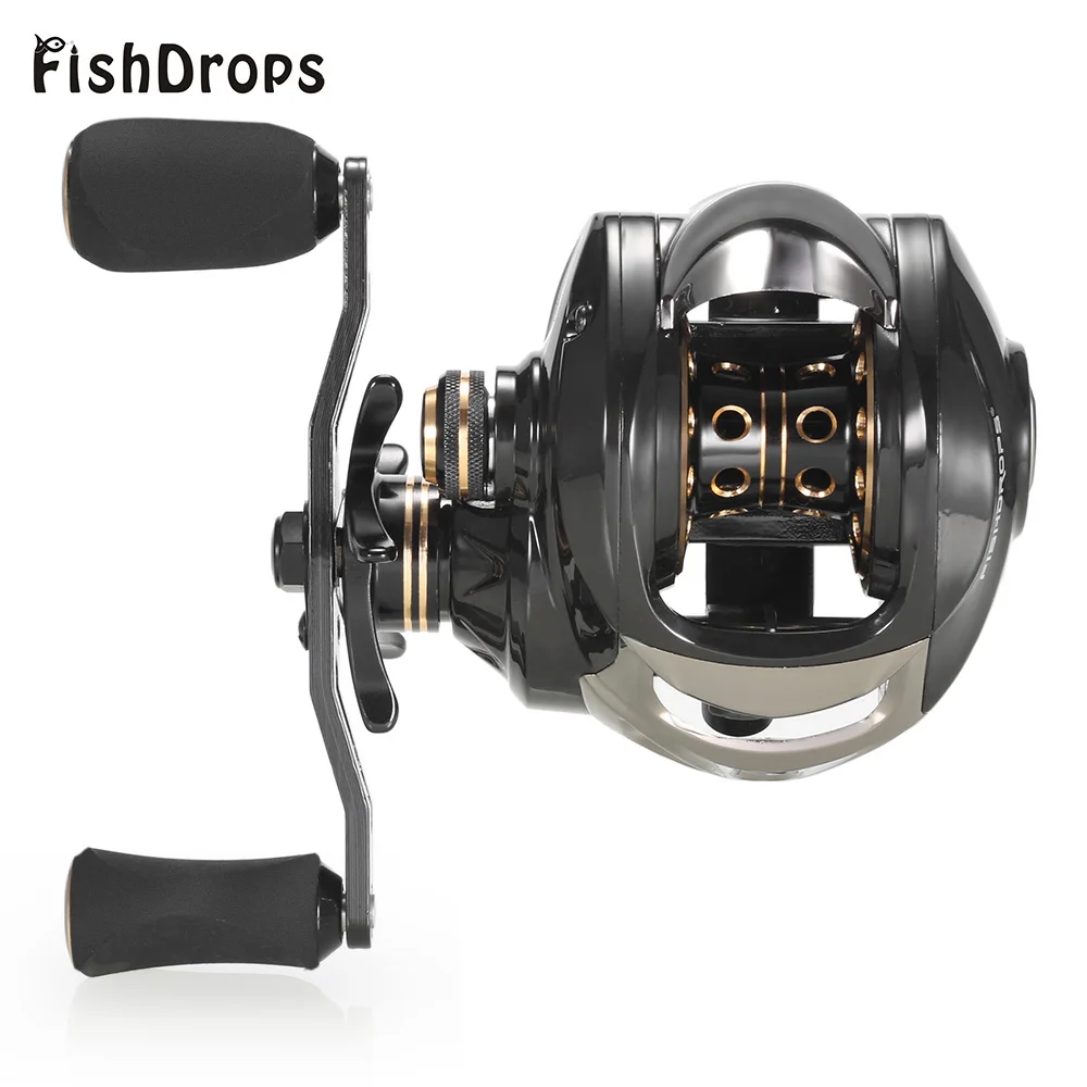 Рыболовная катушка Fishdrops 7 2: 1 углеродный материал корпус 167 г волокно baitcasing 18 BB