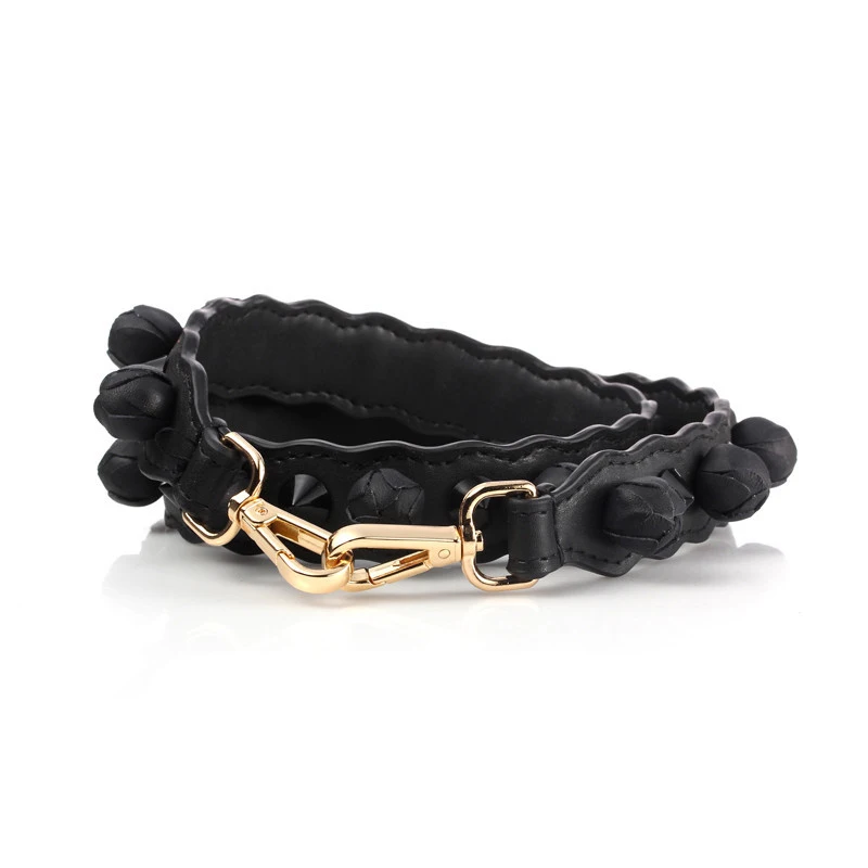 Black Gold Buckle Новое поступление, натуральная кожа, цветы с заклепками, дизайн 90 см, шикарные сумки на плечо, ремень для женщин, трендовая сумка, ремень, сумка, ремни, запчасти - Цвет: Black Gold Buckle