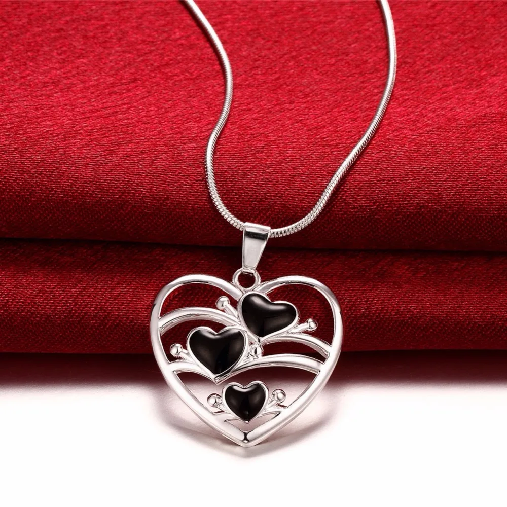 2017 heart smooth bright baking finish sd003# silver plated women necklaces | Украшения и аксессуары
