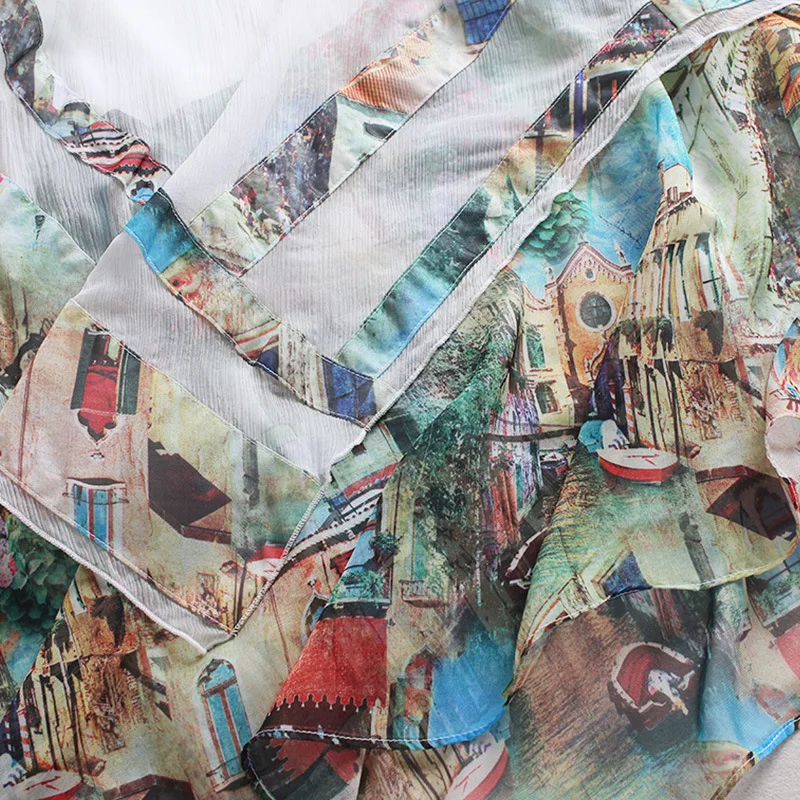 Women's Clothing Silk Dress Printing A-Line Half Sleeve O-Neck Fashion European Style Summer Elegant Slim Vestido 2017 | Женская