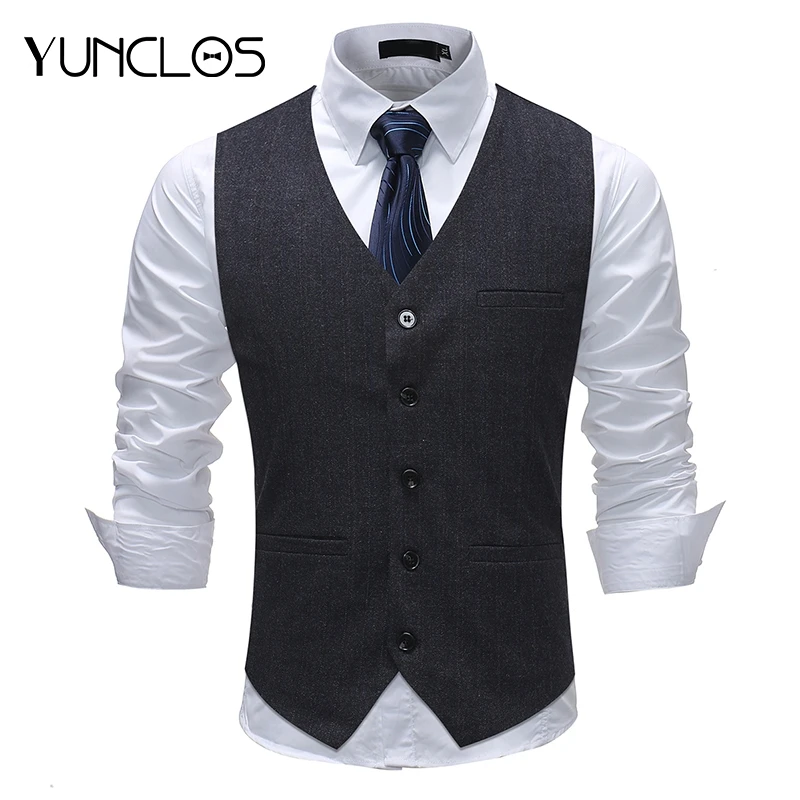 Жилет YUNCLOS мужской однобортный для свадьбы деловой формальный|Костюмные жилеты| |