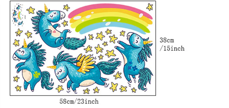Радуга Наклейка на стену в форме единорога наклейка мультфильм росписи