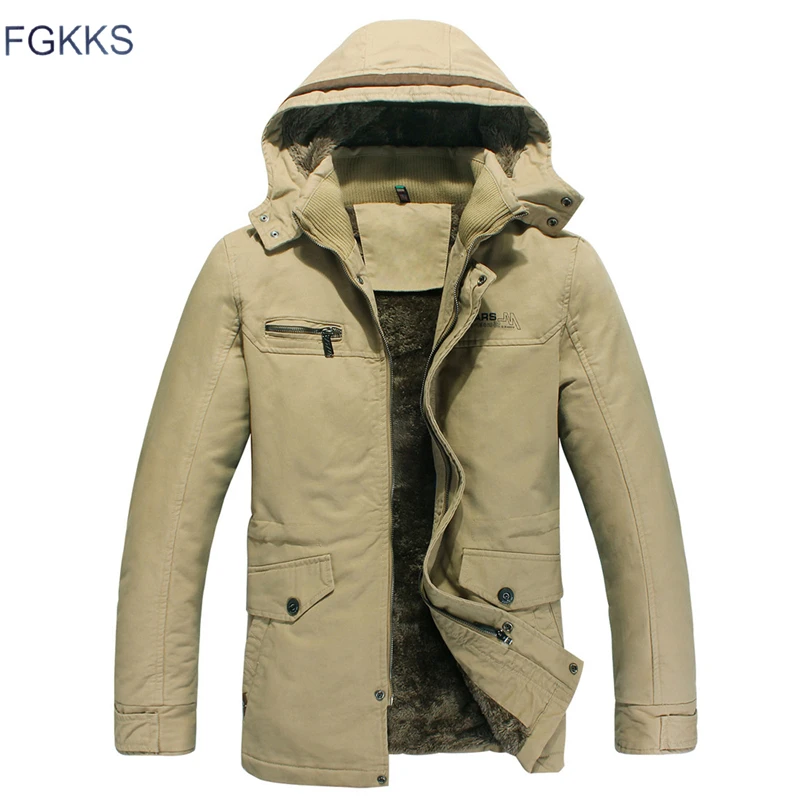 Бренд FGKKS, мужские теплые парки, пальто, зимняя мужская повседневная приталенная Толстая парка, мужская повседневная ветрозащитная парка с капюшоном