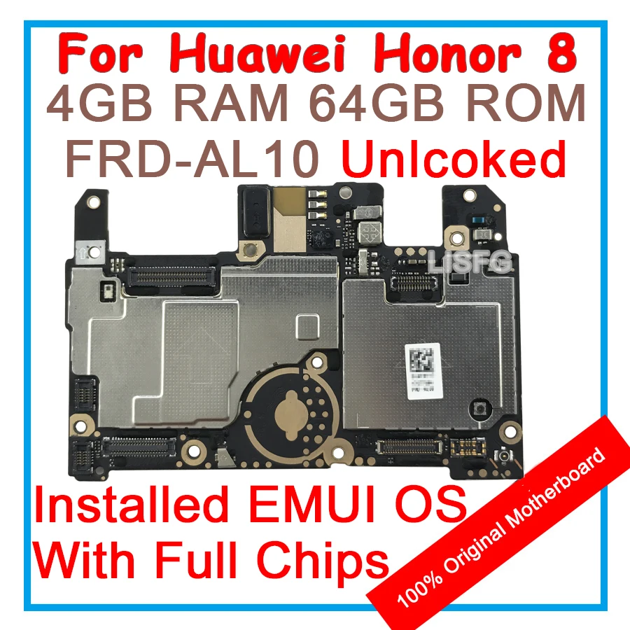 4 ГБ ОЗУ 64 Гб ПЗУ для HUAWEI Honor 8 FRD-AL10 материнская плата разблокированная оригинальная материнская плата EMUI логическая плата с полным чипом