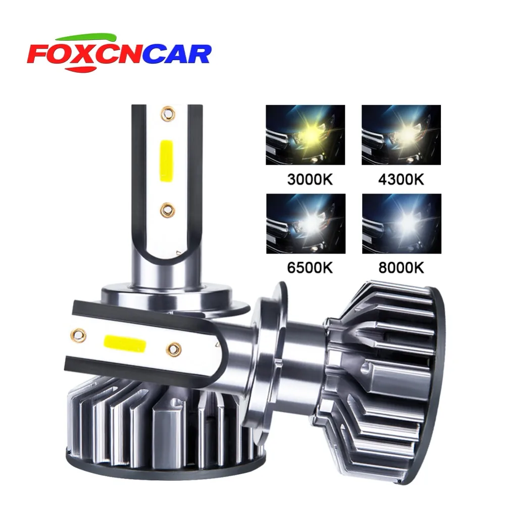 Foxcncar светодиодный H7 3000K 4300K 6500K 8000K H4 фар автомобиля с can bus мини DOB 12V 10000LM 72W фары для
