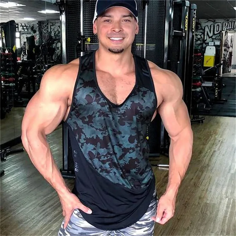 camouflage Брендовая одежда для тренажеров майка для мужчин спортивная майка для фитнеса жилет камуфляжная строчка Бодибилдинг майка без рукавов майка - Цвет: camouflage