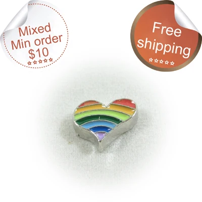 Бесплатная доставка радужные сердечки для медальона плавающие амулеты любовные
