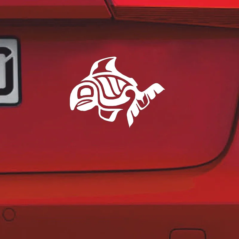 

YJZT 13.4cm*10cm Fashion Tribal FISH Vinyl Car-styling Decals Car Window Sticker Black Silver C11-0048