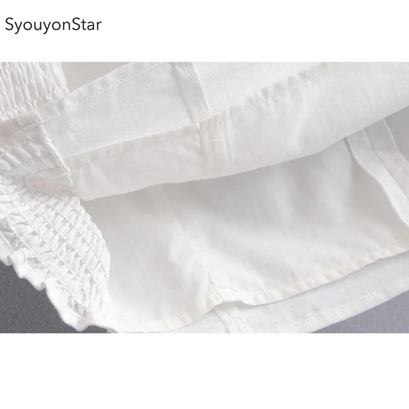 Женское Хлопковое платье youyonstar белое Бандажное с открытыми плечами вечерние