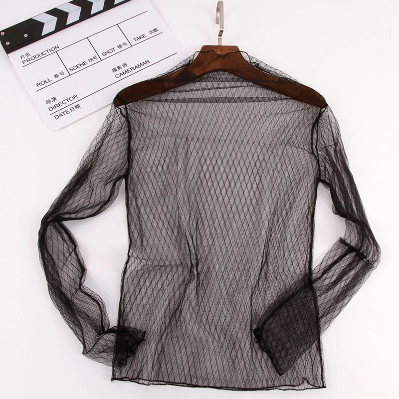 2019 Модные прозрачные футболки с листьями Женская сетчатая рубашка женские