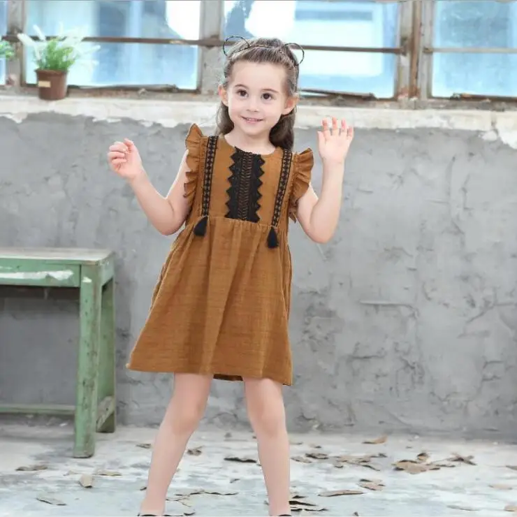 2017 Новинка платье для девочек кружевное принцессы в виде листка лотоса край