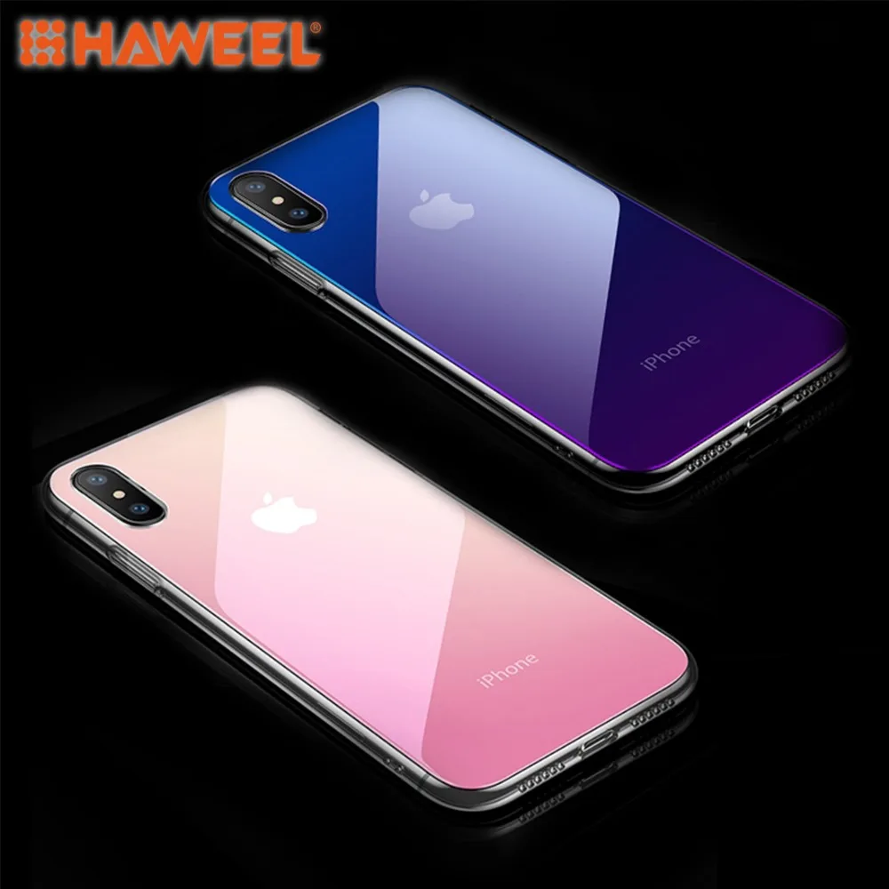 

HAWEEL чехол для телефона iPhone X/XS Max/XR градиентный цветной стеклянный защитный чехол