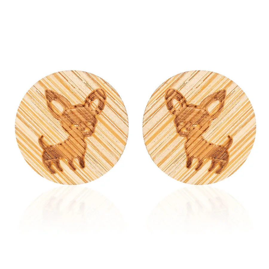 yiustar Animal Dog Earrings Wooden Round Stud Earring For Women Trendy Female Ear Jewelry Bohemian Bijoux | Украшения и