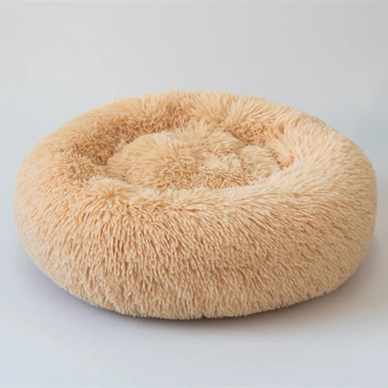 light yellow Ортопедическая кровать для собак Удобная пончик обнимашка круглая кровать для собаки ультра мягкая моющаяся подушка для собак и кошек кровать для домашних животных Cama Para Cachorro - Цвет: light yellow