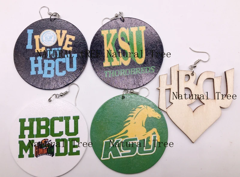 6 парт/Лот! Я люблю свои деревянные серьги HBCU|Серьги-подвески| |