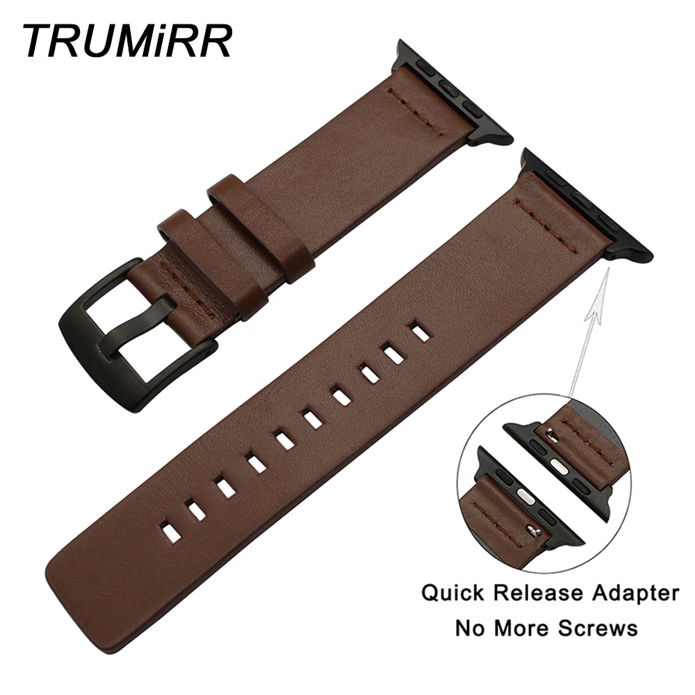 

Italy Genuine Leather Watchband + New Adapters for iWatch Apple Watch 38mm 42mm Series 1 2 3 Watch Band Steel Buckle Wrist Strap