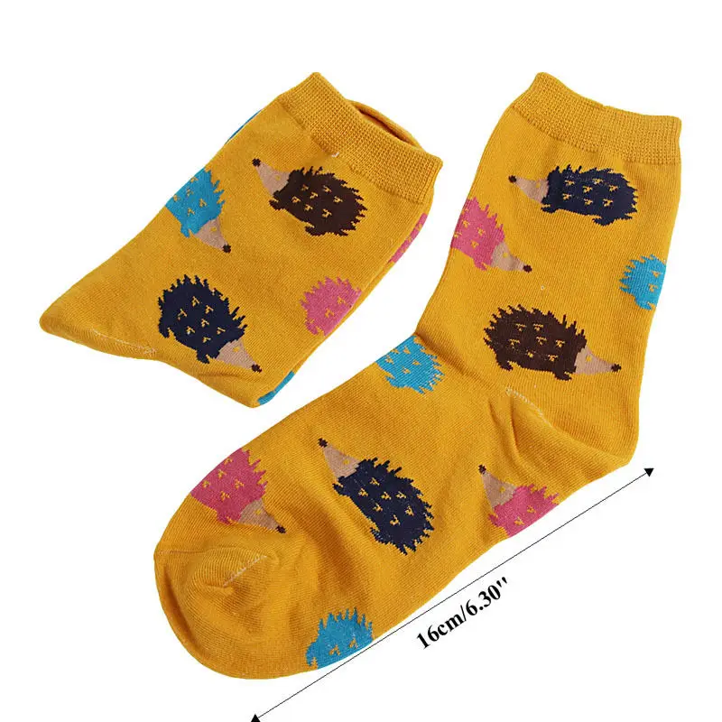 

New Women Lady Winter Warm Soft Cotton Blend Hedgehog Animal Cartoon Casual Crew Socks Red, Pink, Green, Gray, Yellow