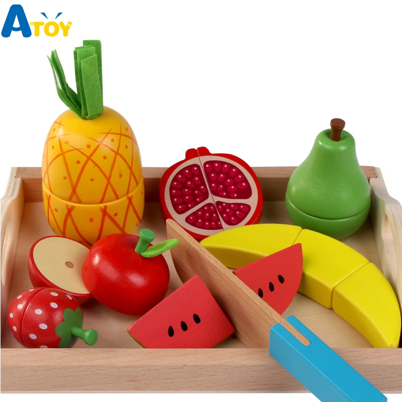 9 шт. детский деревянный поднос магнитные игрушки фрукты и овощи десерт ролевые