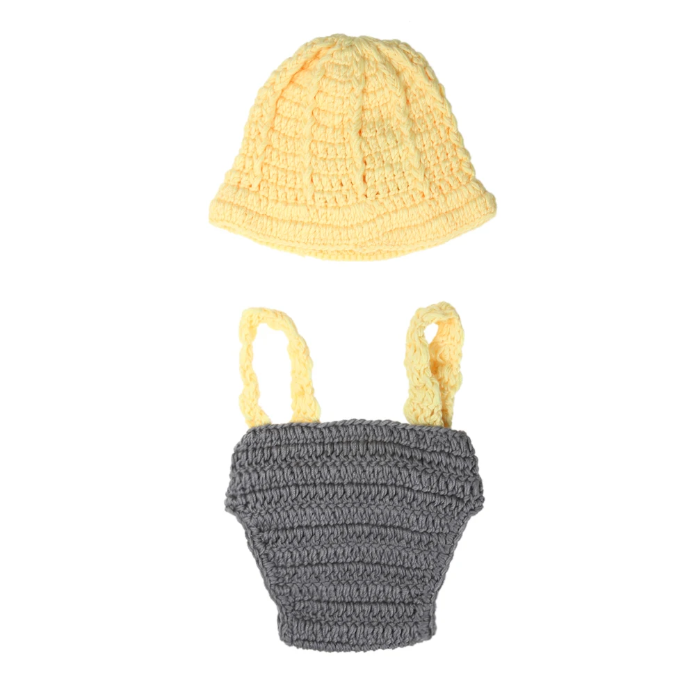 Вязаная шапочка для новорожденных и малышей комплект со штанами на подтяжках