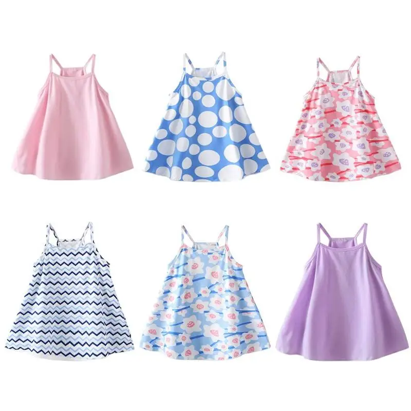 Kids Girls Print Strap Dress Summer Sleeveless Cute Sweet Princess Dresses | Детская одежда и обувь