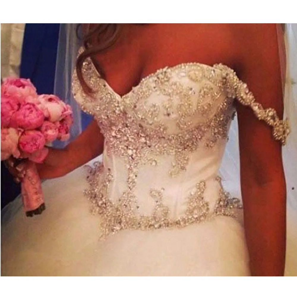 Robe de mariage свадебное платье 2018 Свадебные платья с открытыми плечами Кристаллы