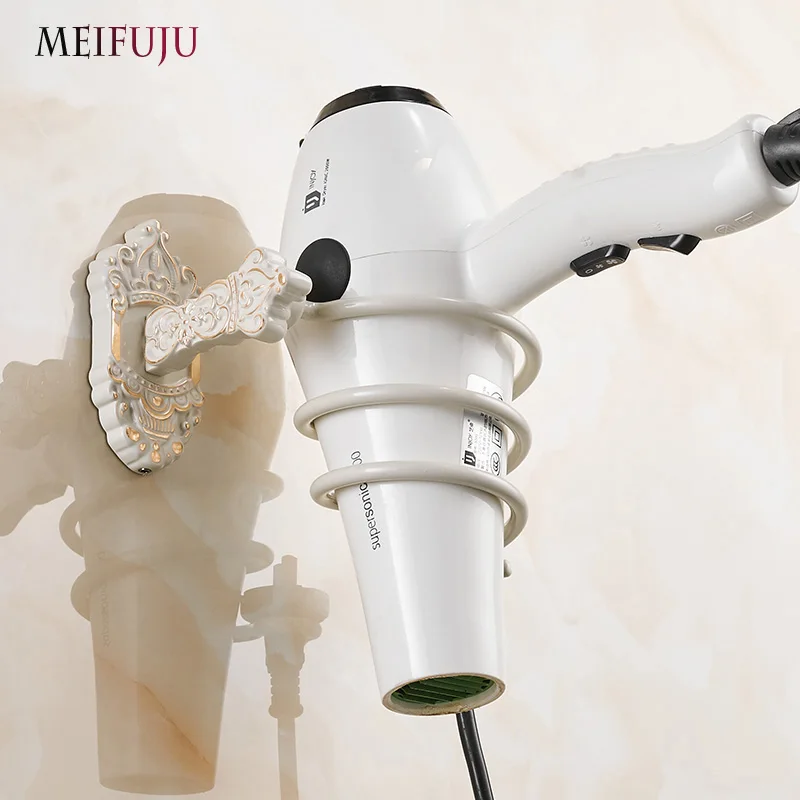 antique hair dryer holder with cup aluminum bathroom shelf metal hair dryer rack households hair blow dryer holder accessories free global shipping