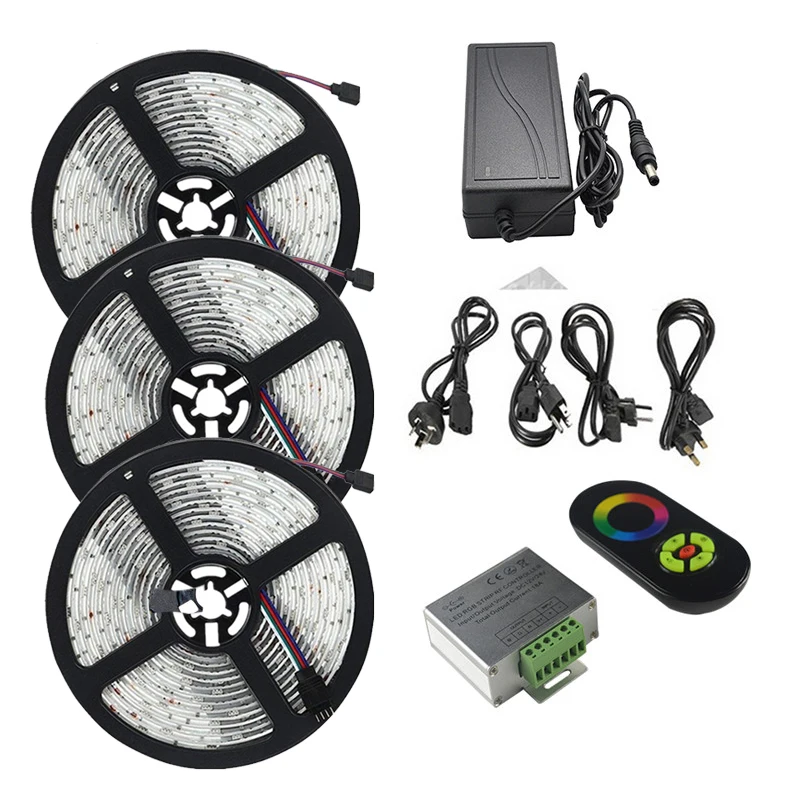 SMD 2835 RGB Светодиодная лента Водонепроницаемая 5 м 10 м 15 м Rgb ленточный светильник с блоком питания управление музыкой рождественский свет домашний декор