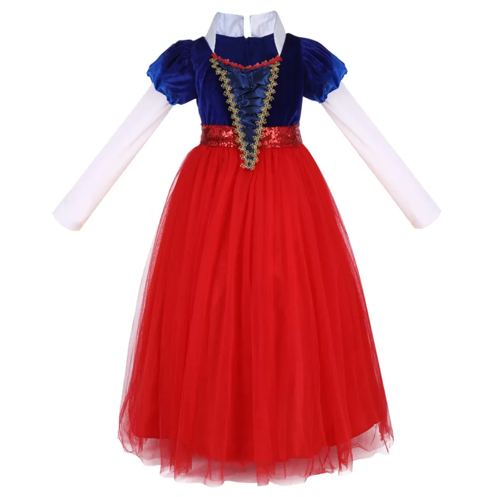 2019 Fashion Snow White Cosplay Costume Princess Dress for Theme Party Child Kids Pleated Tulle Long Dresses Girls | Детская одежда и