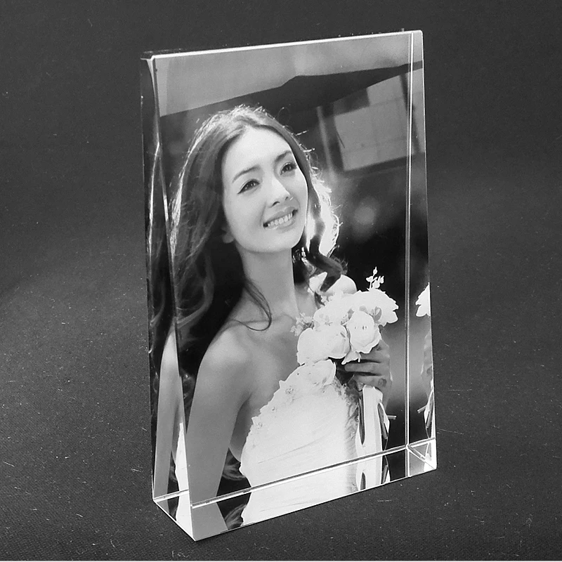 Персонализированная Хрустальная фоторамка 3D лазерная гравировка свадьба семья