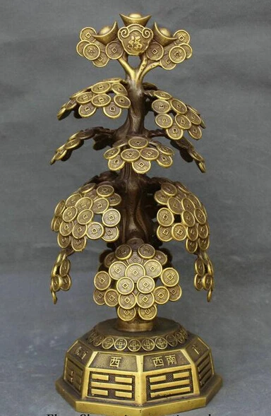 Высота 36 см + Китайская латунная медная фэн шуй денежное дерево молочная корова