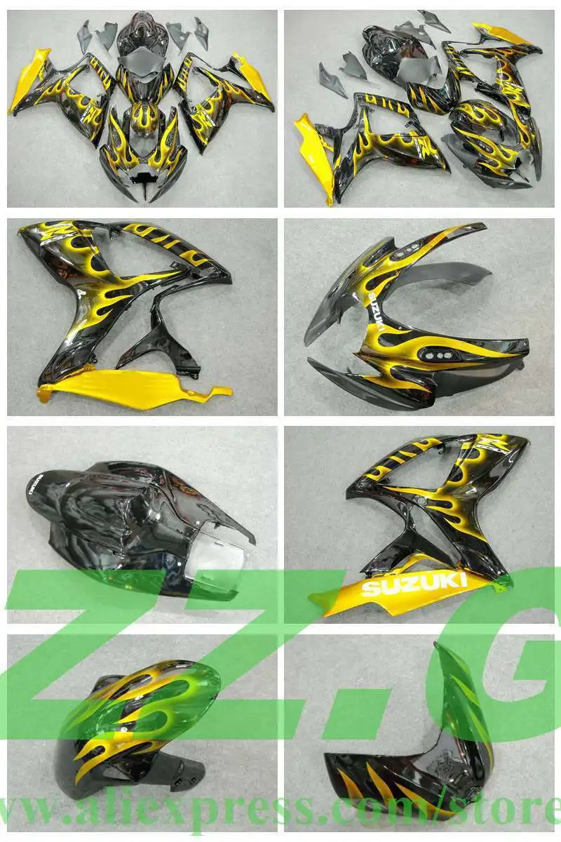 

Fairing kit for SUZUKI GSXR600 750 06 07 Yellow Flame in BlackGSXR600 750 2006 2007 GSXR600 GSXR750 GSXR600 750 K6 06