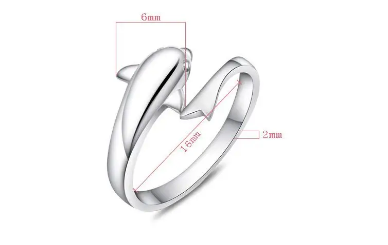 TJP Lovely Dolphin Lovers Adjustable Female Finger Rings Jewelry Silver Plated For Women Wedding Engagement Hot | Украшения и