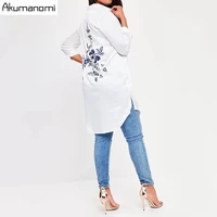 plus size solid white women blouses floral embroideried long sleeve female clothing casual lady tops 7xl 6xl 5xl 4xl 3xl 2xl