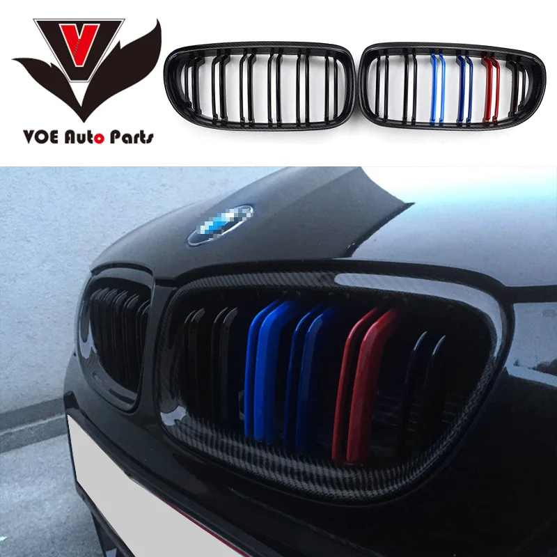 2009 2012 E90 Глянцевая 3 цветная решетка из углеродного волокна для BMW серии (не