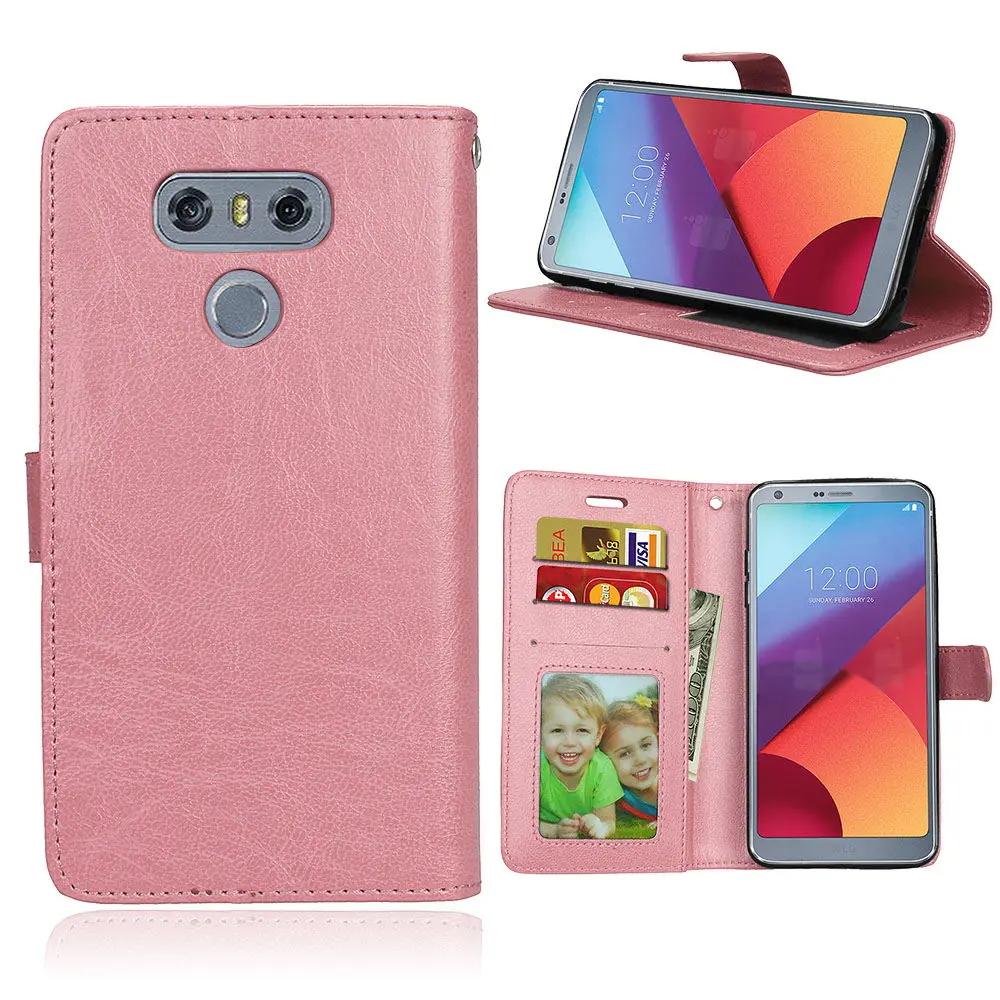 Pink Чехол-книжка для LG G6, чехол-бумажник s для LG G 6, LGG6, чехол для мобильного телефона LG g6, чехол-сумка, роскошный чехол из искусственной кожи, 5,7 дюймов - Цвет: Pink