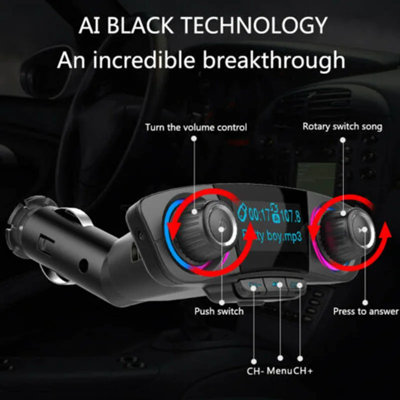 Беспроводной Bluetooth Handsfree Вызов fm-передатчик MP3 плеер Радио адаптер USB Автомобильное зарядное устройство AUX ЖК-дисплей автомобильный комплект