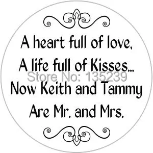 Индивидуальные круглые наклейки Мистер и миссис поцелуи свадебные ярлыки