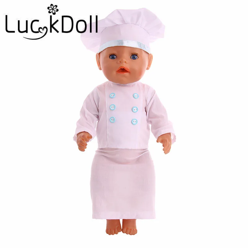 

Одежда шеф-повара LUCKDOLL подходит для 18-дюймовых американских кукол 43 см, аксессуары для одежды, игрушки для девочек, подарок на день рождения