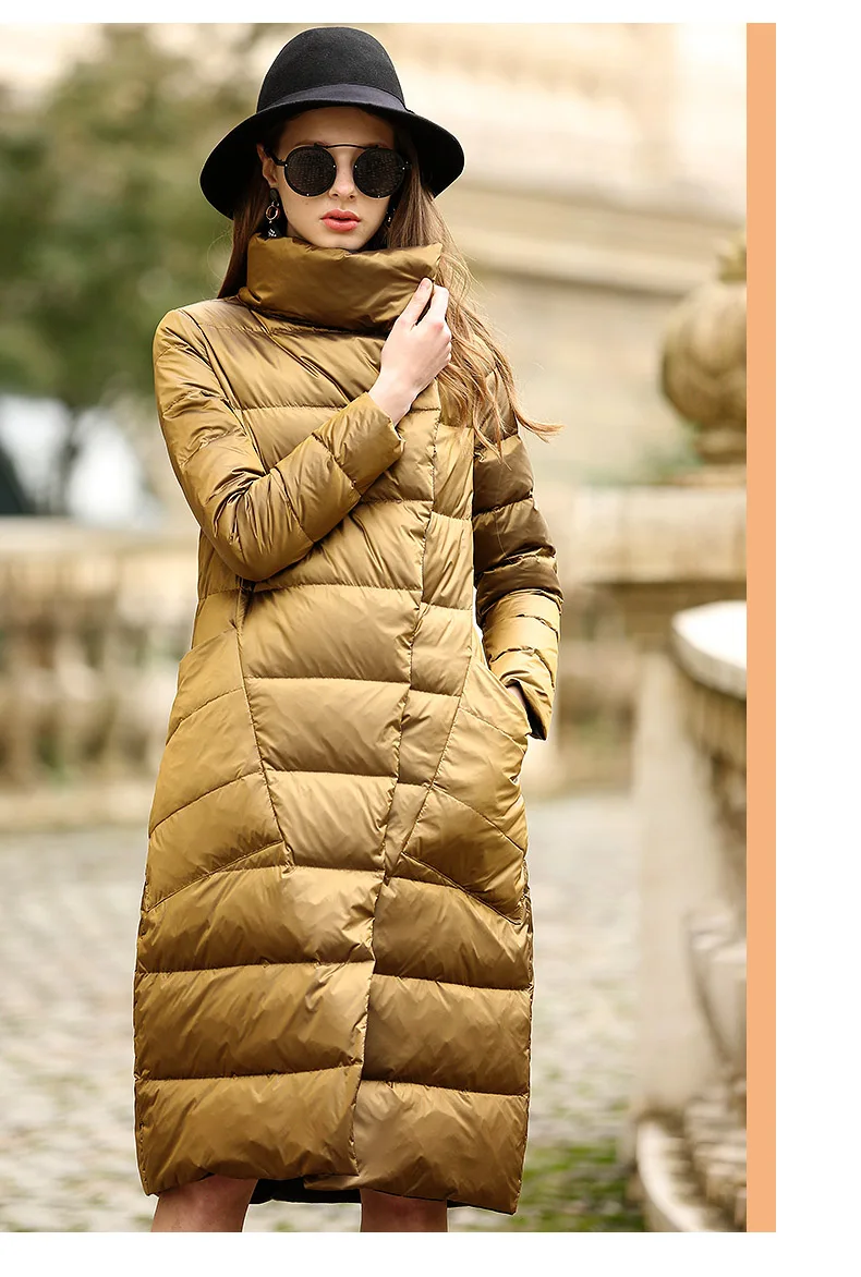 Two Side Wear Autumn Winter 90% White Duck Down Coat Women Light Down Long jacket Women warm Parkas A124