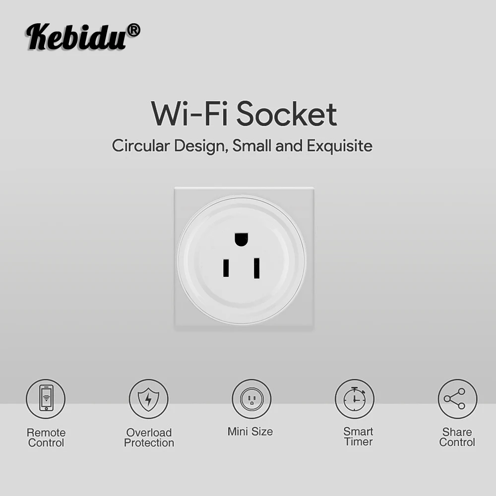 Умная Мини розетка Kebidu с Wi Fi штепсельная вилка стандарта США умная таймером