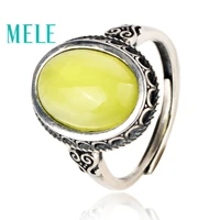 mele natural yellow prehinte 925 sterling silver rings for women and man10x14 oval cut vintage carving style fashion jewelry