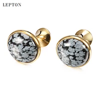 newest alabaster stone cufflinks for mens lepton low key luxury snowflake stone cufflinks mens shirt cuff links relojes gemelos