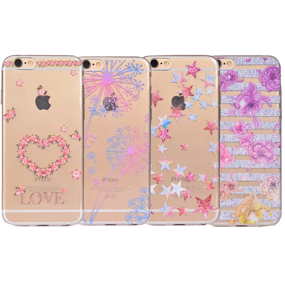 Чехол на айфон 6s 6 7 8 X Plus Chic рисунком цветок прозрачные ультра-тонкий телефон для