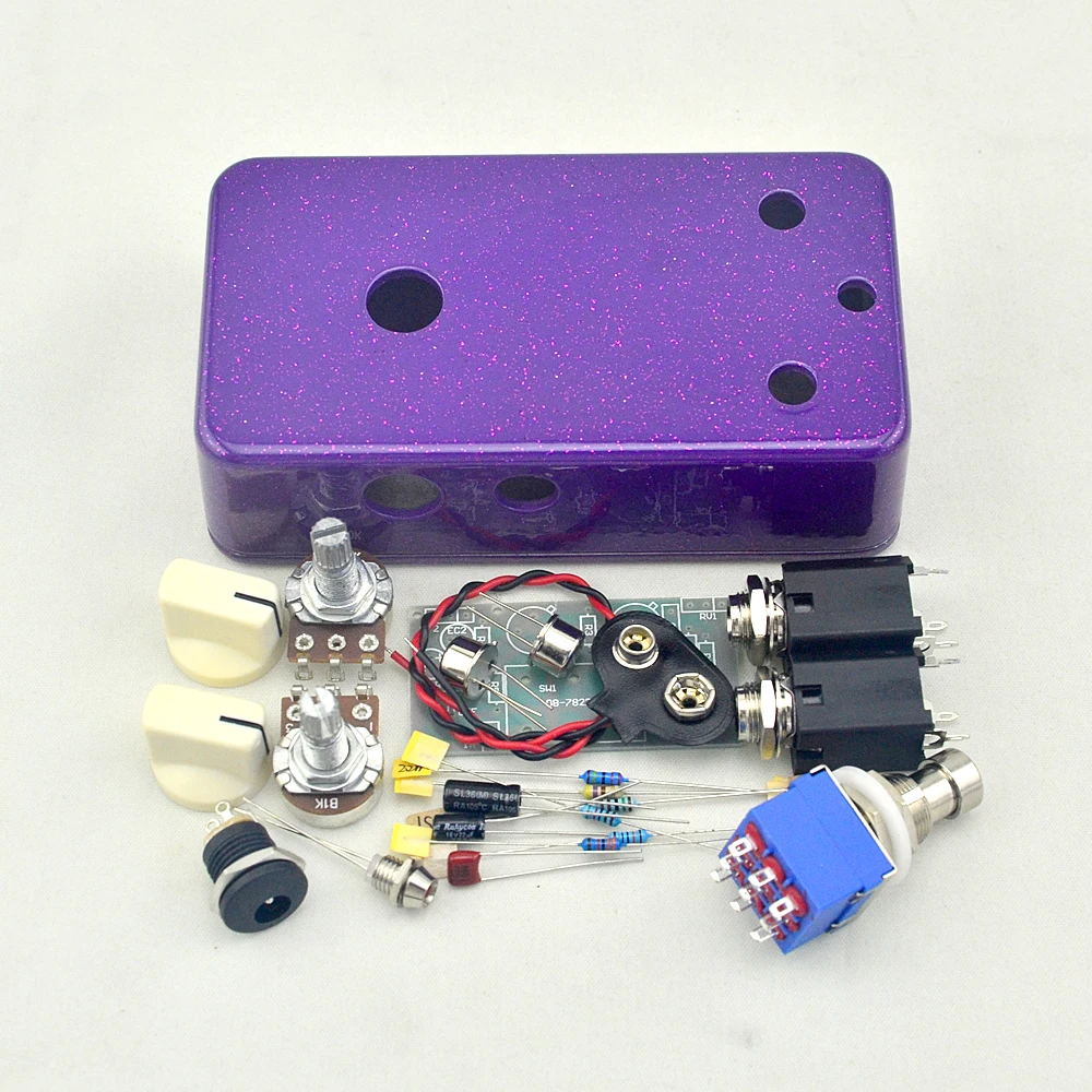 Kit de Pedal de Guitarra Diy com Transistores Ac128 de Germânio e Invólucro Vintage Fuzz Face Pré-perfurado 1590b